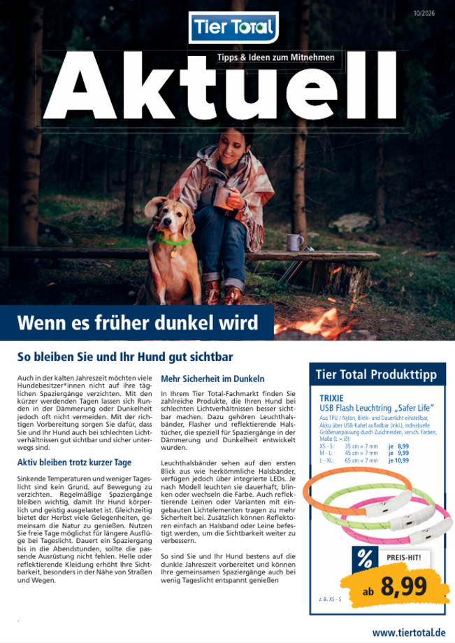 Hier unsere aktuelle Werbung entdecken! Wenn es früher dunkel wird.